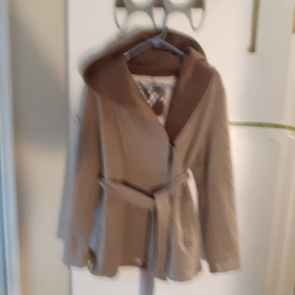 Sebby tan brown hoodie coat jacket large l fall outdoors minimalist soft luxury - Picture 4 of 5